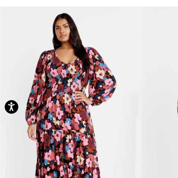 City Chic Dresses & Skirts - City Chic Vintage Floral Long Sleeve Maxi Dress